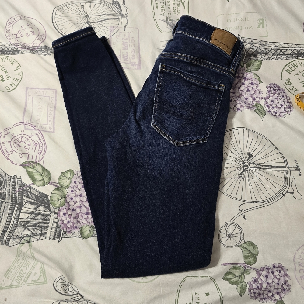American Eagle Outfitter Navy Blue Jegging Size 2R for Womens Next Level Stretch - Picture 9 of 15